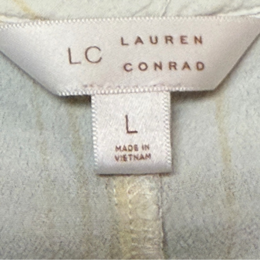 LC Lauren Conrad Boho Sun-Drenched Stripe Lace Trim Tiered Peplum Tank Large - Picture 4 of 5